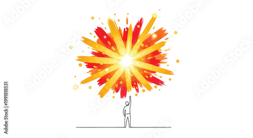 Creative inspiration, explosive ideas, colorful burst, artistic expression, vector illustration