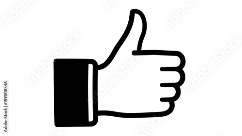 Thumbs Up Hand Gesture Icon, Approval Symbol, Positive Feedback, Success, Agreement, Like Button