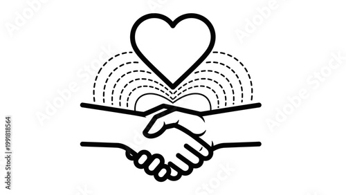 Handshake with Heart Symbol Above, Trust and Partnership Concept