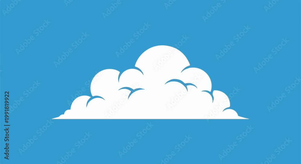 Fototapeta premium A stylized white cloud with curved edges floats against a bright blue sky