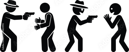 Confrontation between law enforcement and suspects in a stand-off scenario