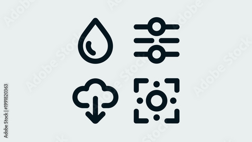 Geometric water generator symbols – Perfect for sustainable living blogs, water scarcity reports, or technical guides.