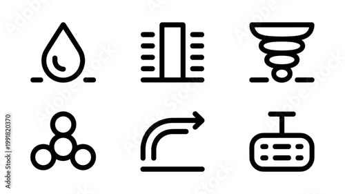 Water filtration and extraction icons – Ideal for atmospheric water research, purification branding, or eco-tech UI.