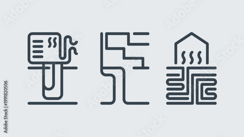 Geothermal energy and ground-source icons – Perfect for eco-friendly HVAC, home energy reports, or clean tech.