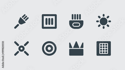 Minimalist network connectivity symbols – Ideal for IT support guides, server hardware branding, or telecom apps.