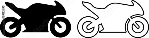 Motorcycle icon vector. Sport bike silhouette. Motorbike outline icon. Racing motorcycle symbol. Bike icon set