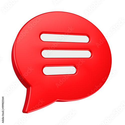 chat icon 3d render red bubble