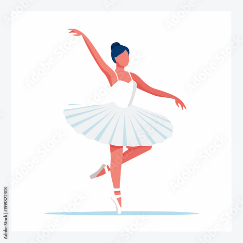 Ballerina in white tutu performing ballet on pointe