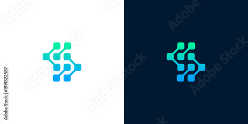 Modern letter S logo design featuring interconnected nodes and lines, representing digital technology, smart networks, and innovative data solutions for forward-thinking businesses