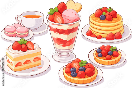 Assorted desserts sweet treats collection set