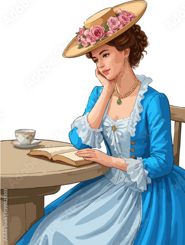 Woman drinking tea at table