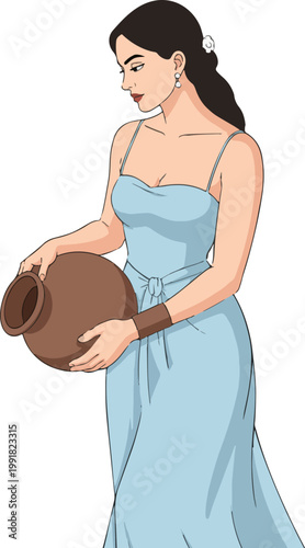Woman holding clay pot gently