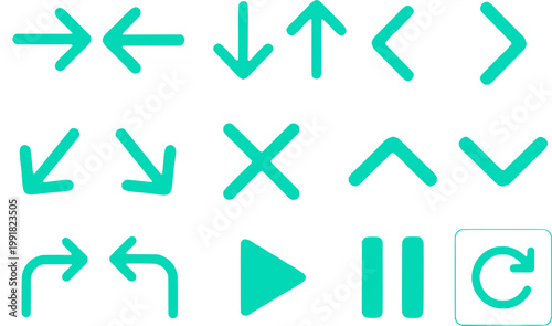 A set of green arrow icons on transparent background for navigation and direction