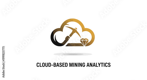 Cloud-Based Mining Analytics Logo Depicting a Pickaxe and Diamond.