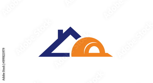 Construction and Home Improvement Logo Featuring a Hard Hat and House.