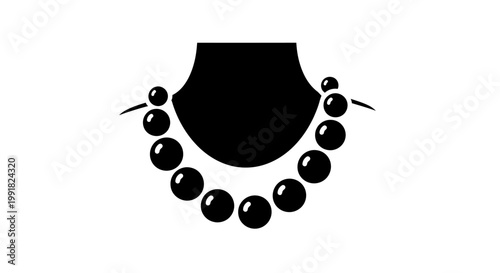 Minimalist black silhouette icon of a pearl necklace on a jewelry display stand.