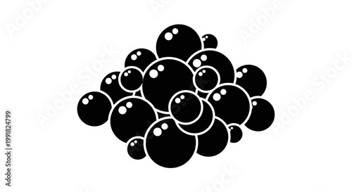 Cluster of Black Spheres with Highlights.