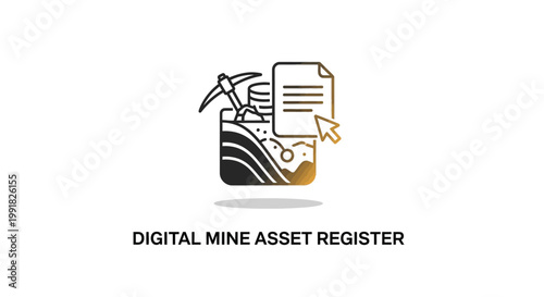 Digital Mine Asset Register Icon Depicting Mining Operations and Data.