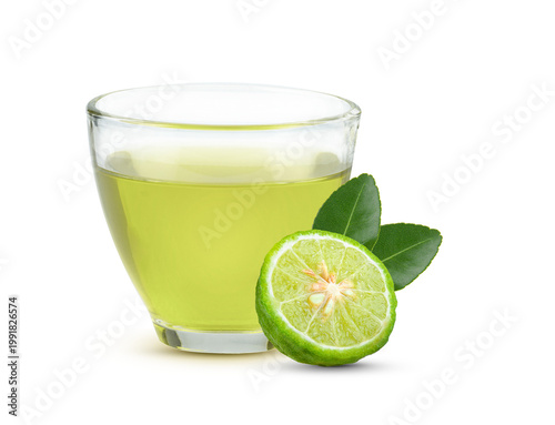 Herbal kaffir lime tea with natural health benefits, refreshing traditional drink made from aromatic citrus leaves, healthy beverage concept, wellness and herbal medicine theme on transparent.