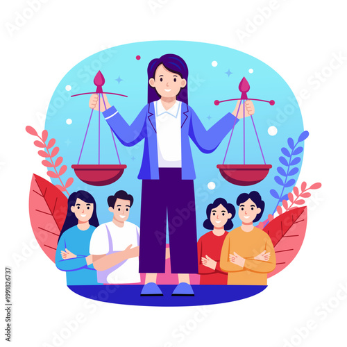 An illustration showing equal rights in flat style
