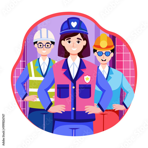 Flat style illustration depicting professional women 
