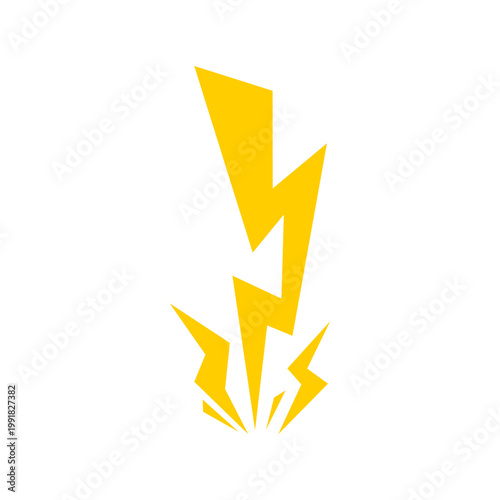 Lightning bolt vector icon. Yellow lightning icon with simple and modern design for element