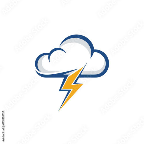 Weather Cloud with Lightning Bolt Icon.
