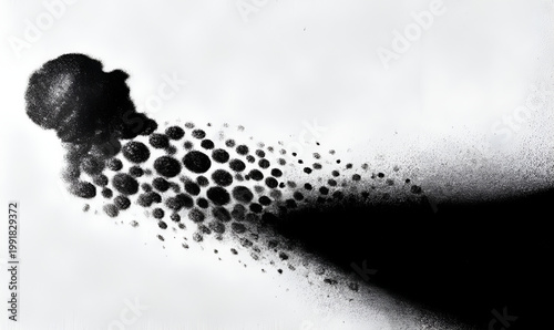 Abstract black bubbles and foam on white background, creating a dynamic and textured visual effect.