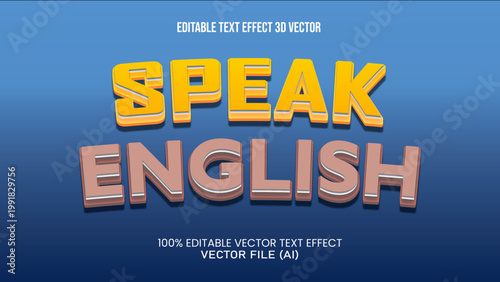 '' SPEAK ENGLISH '' EXT EFFECT 3D VECTOR FOR ALL YOUR NEEDS