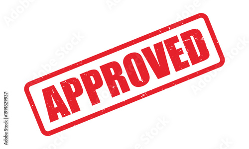 Approved rubber stamp, vintage red approved seal sign vector illustration