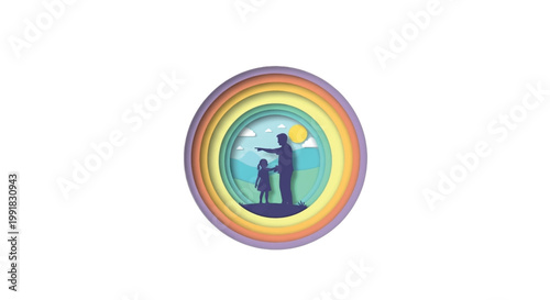 Rainbow, Family, Silhouette, Icon, Vector