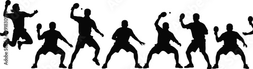 Dynamic sequence of volleyball players in action during a match Vector