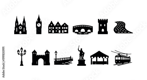 Collection of broadcast and media production equipment icons in a clean line art style