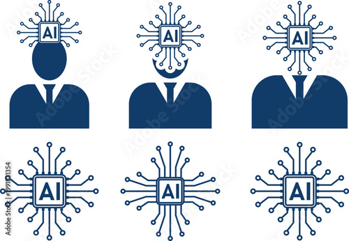 Digital Artificial intelligence technology with human body vector illustration with Circuit Board network Pattern Ai agent