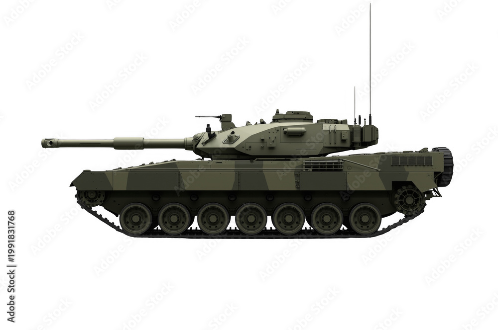 Naklejka premium Main battle tank military vehicle with camouflage pattern