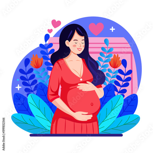 A flat style illustration of pregnant woman
