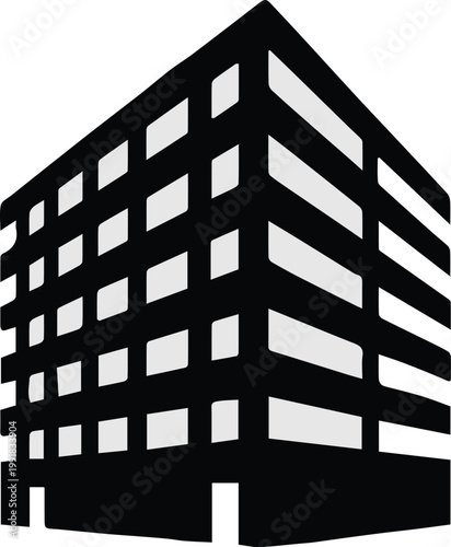 building silhouette minimalist multi story tower facade vector
