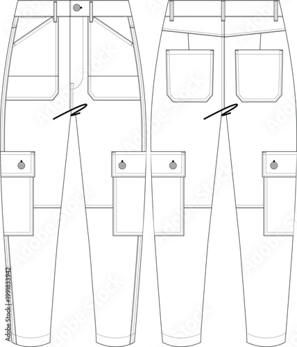 Woman Slim Crop Carrot Cargo Trouser