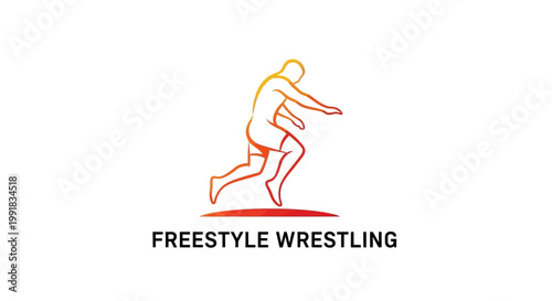 Dynamic Silhouette Depicting Freestyle Wrestling Action and Athleticism.