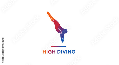 Dynamic Silhouette of a Diver Performing a Graceful Dive.
