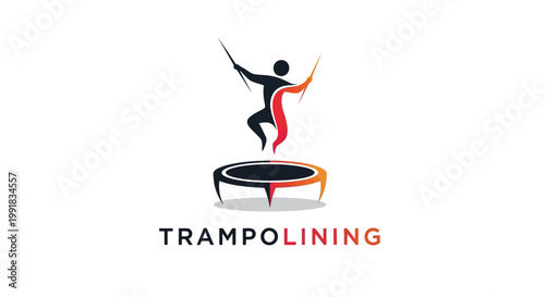 Dynamic Silhouette of a Person Bouncing on a Trampoline for Fun.