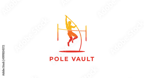 Dynamic Silhouette of a Pole Vaulter Soaring Over the Bar.