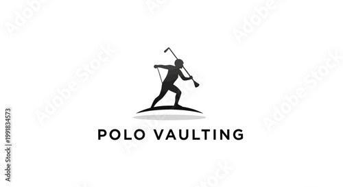 Dynamic Silhouette of a Polo Vaulter in Action, Striking Pose.
