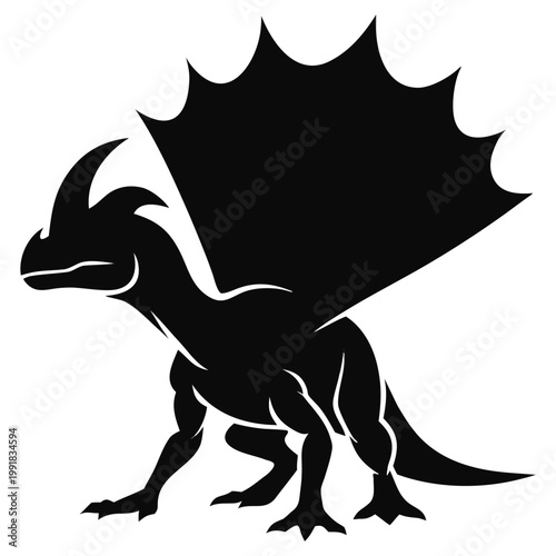 Dilophosaurus dinosaur silhouette with large dramatic frill