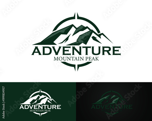 adventure logo creative design concept mountain peak hiking nature