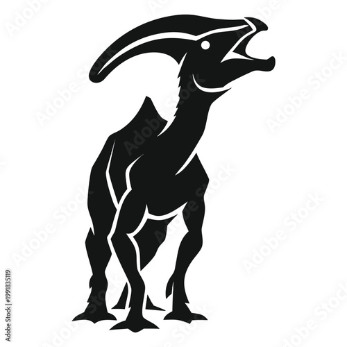 Dinosaur silhouette illustration of Parasaurolophus standing