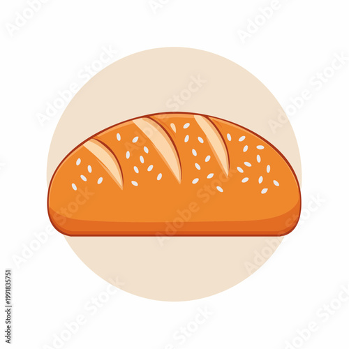 Illustration of a loaf of bread with sesame seeds