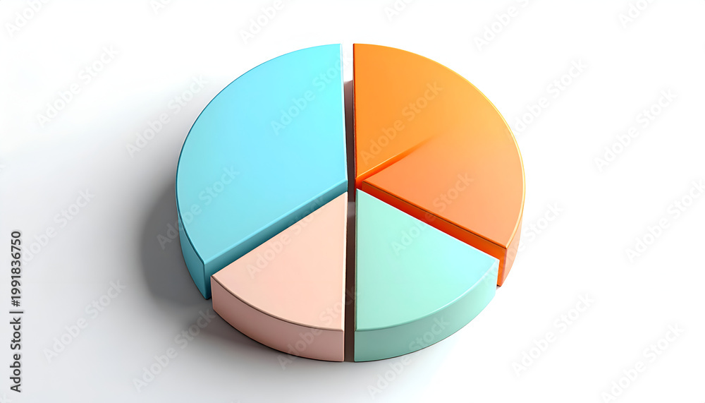 Obraz premium A colorful pie chart displays proportional data with distinct segments.