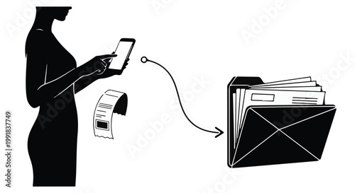 Digital document management concept with mobile