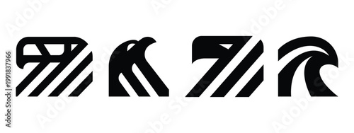 set of eagle logo geometric vector illustration